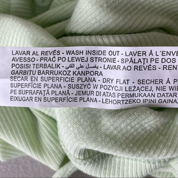 ZARA NWT RIBBED TOP WITH GATHERED DETAIL LIME MINT GREEN SMALL - Picture 12 of 12